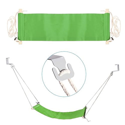 PATIKIL Foot Hammock Under Desk, Adjustable Foot Rest Sling with Hooks Portable Desk Footrest for Airplane Travel Home Office, Green Style 1 - color: Green
