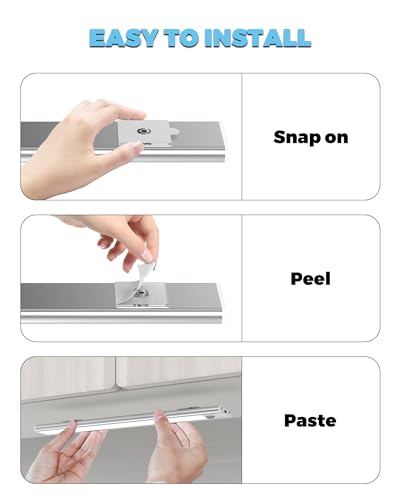 ASOKO Under Cabinet Lights 2500mAh, White, 3 Packs-12inch - color: Silver-White Light, size: 3 Packs-13.8inch