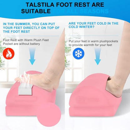 TALSTILA Foot Rest for Under Desk at Work, Under Desk Footrest, Ergonomic 3 Adjustable Heights Footrest, Footrest with Feet Warm Pocket, for Office Desk & Office Chair - Back & Leg Hip Pain Relief