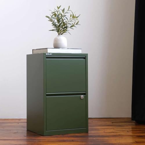 Bisley 2-Drawer Flush Front Vertical File Cabinet - Olive Green - color: Olive Green, size: 2 Drawer