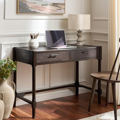 SAFAVIEH Home Collection – Filbert Dark Chocolate Writing Desk, 2-Drawer Traditional Desk, Classic Home Office Design (DSK5701E) - color: Dark Chocolate