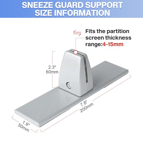 4 Packs Sneeze Guard Clamp Bracket, Sneeze Guard Shield Base for Countertop, Stick On Heavy Duty Aluminum Partition Guard Clip, Panel Support Clamp Stand for Clear Acrylic Desktop Counter Reception - size: Desktopclamp & 4pcs