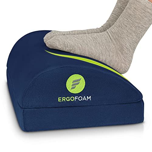 ErgoFoam Foot Rest - Chiropractor-Endorsed Orthopedic Teardrop Design 2in1 Adjustable Premium Under Desk Footrest for Lumbar, Back, Knee Pain (Navy Blue) - color: Navy Blue