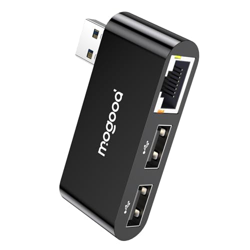 MOGOOD USB to Ethernet Adapter, Type A to Gigabit LAN with 2 USB Ports