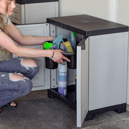 Sunnydaze 25.5" Garage Storage Cabinet with Adjustable Shelf, Gray - color: Grey, style: No Drawer - 25.5" H