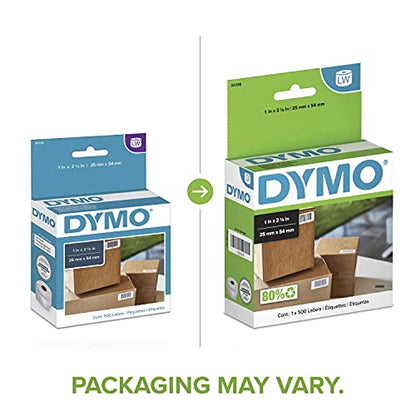 DYMO Authentic LW Multi-Purpose Labels, For LabelWriter Printers, Great for Barcodes, 1" x 2-1/8", 1 Roll of 500 - size: 1 Roll