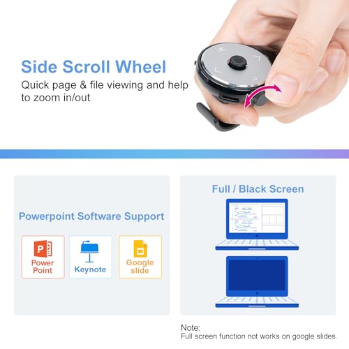 SANWA 3 in 1 Bluetooth Finger Ring Mouse, Wireless Presentation Clicker, Video Scroller & Page Turn for Kindle APP, Mini Wearable Mouse, Rechargeable Handheld Remote Mice for PC, Laptop, Mac, Tablet - style: Finger Ring Mouse