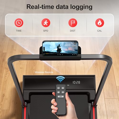 Walking Pad Treadmill for Home - Foldable Treadmills with Handle Bar Mini Portable Walk Pads Under Desk Small Spaces Compact Folding Electric Treadmills Office Walking and Running Machine Terluxra - color: Black