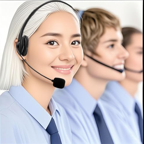 Computer USB Headset with Mic, Wired Headphones with Microphone for PC, Laptop (Black Slender) - color: black slender
