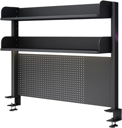 Clamp On Desk Organizer Shelf, Desk Extender Pegboard Workstation,Computer Desk Accessories for Office, Privacy Panel for Gaming Desk,Clamp-on 23.6/31.5/39.3in Desktop Shelving System, Black (Size : - size: 60cm/23.6in