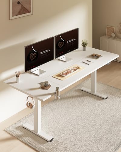 FLEXISPOT 63x32 Inch Electric Standing Desk, White - color: White, size: 63"x32"