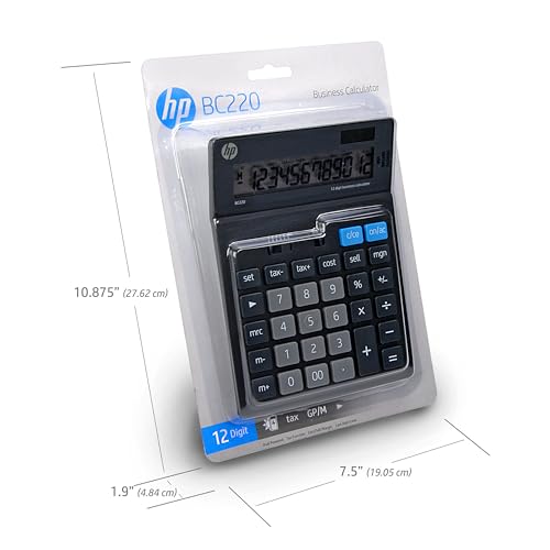 HP - Large Desktop Business Calculator, 12-Digit Solar Powered Desktop Calculator - size: Large