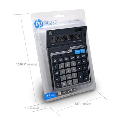 HP - Large Desktop Business Calculator, 12-Digit Solar Powered Desktop Calculator - size: Large