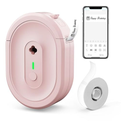 Label Maker Machine with 1 Tape N12 Bluetooth Label Printer, Pink - color: Pink