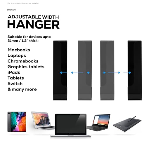 BRAINWAVZ Laptop Holder for Side of Desk, 1.2" / 31mm, Adjustable Length, Ideal for Macbooks, Surface, Keyboards, Switch, Tablets & More, Easy to Install, Screw On Desk - color: Black Desk Edge Mount