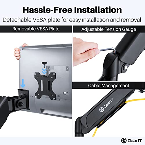 GEARit Dual Monitor Arm Mount Gas Spring Desk Stand for 32 Inch VESA 75 100
