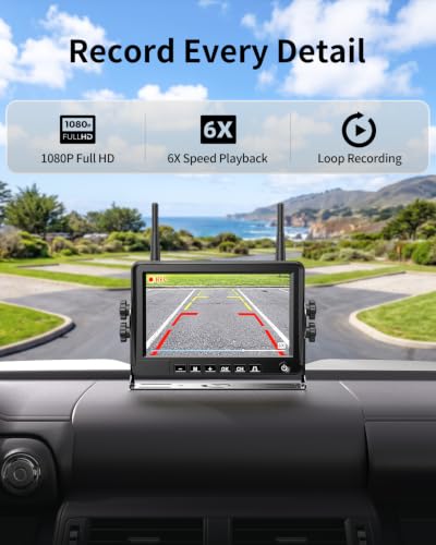 Wireless Backup Camera for Rvs 1080P, BSD Alert, AI Detection, 6X Zoom