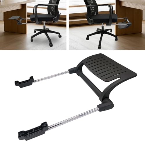 Office Chair Footrest Attachment, Adjustable Sliding Foot Pedal, Black Iron & PP Frame for Mesh and Swivel Chairs
