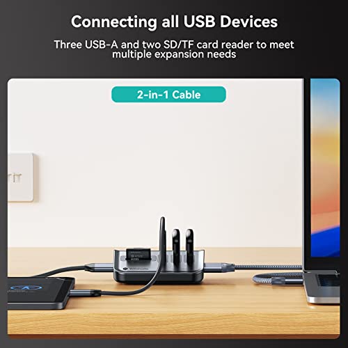Yottamaster USB Hub with SD Card Reader, Triangle Desktop USB3.0 Hub with 3 USB A 3.0 Ports, TF & SD Card Reader with 1.64ft Cable for PC, Laptop (Not Support Charging) - style: with SD Card Reader