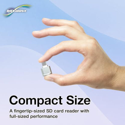 BoxWave Adapter Compatible with Logitech Spotlight Presentation Remote - Micro SD Card miniReader, USB Type-C OTG Reader USB3.0 Adapter Keychain - Metallic Silver