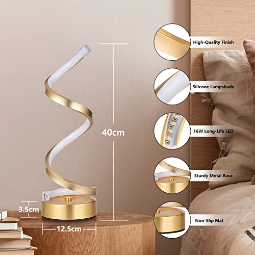 NUÜR Table Lamps for Living Room Set of 2, Gold Dimmable LED Lamp, Small Bedside Lamps, Nightstand Lamp for Bedroom Home Office Living Room - color: Gold 2 Pack