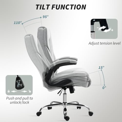 HOMCOM High Back Office Chair Executive Desk Chair, Gray - color: Grey