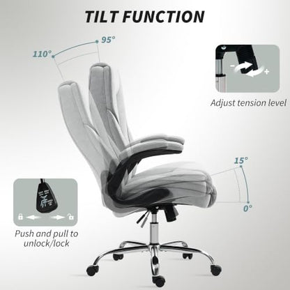 HOMCOM High Back Office Chair Executive Desk Chair, Gray - color: Grey
