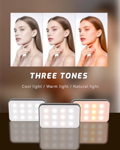 Portable Selfie Light for iPhone: Rechargeable Phone Fill Lights, Ring Light for Camera Picture, Makeup Photo, Video Conferences, Laptop Use, Zoom Meetings, TikTok, Vlog Photography - color: BLACK