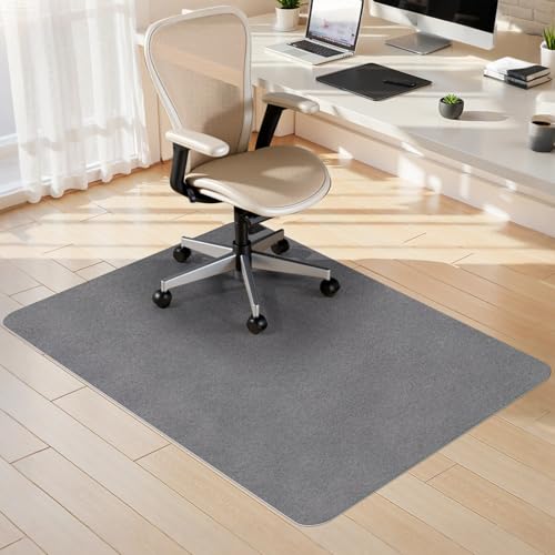 Sycoodeal Office Chair Mat for Hardwood Floor,Slip Resistant Floor Mat for Office Computer Gaming Chair,Heavy Duty Floor Protector for Rolling Chairs,Easy to Clean,Grey(48"x55") - color: Grey, size: 48*55"