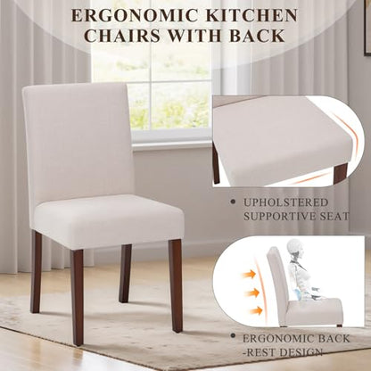 MALOL Upholstered Dining Chairs Set of 6, Fabric Dining Room Chairs, Modern Wooden Dining Chair, Kitchen Side Chairs, Farmhouse Dinner Chair with High Back for Kitchen, Beige - color: Beige, size: Set of 6