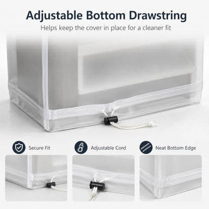 Custom Frosted PVC Dust Cover, Made to Size, Zipper Drawstring - color: Frosted Pvc