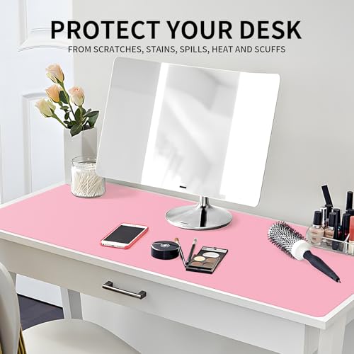 Large Office Leather Desk Mat, Large Mouse and Keyboard Pad, Laptop Pad, Desktop Protector(Pink, 31.5 in. x 15.7 in.) - color: Pink, size: 31.5×15.7inch