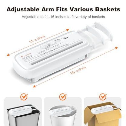 Bonsaii 6-Sheet Small Strip Cut Paper Shredder for Home,Without Basket | Extendable Arm Design, Overheat Protection, 3.4 Gal Wastebasket, Small Shredder for Home Office Use - color: White