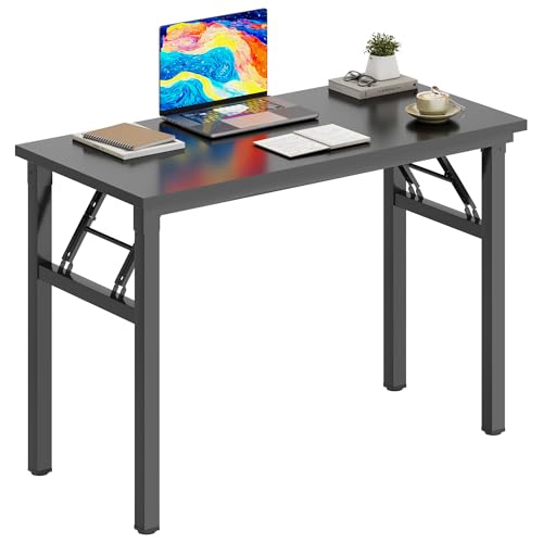 DlandHome 31.5 Inch Small Folding Computer Desk for Home Office, Black - color: Black + Black, size: 31.5 Inches