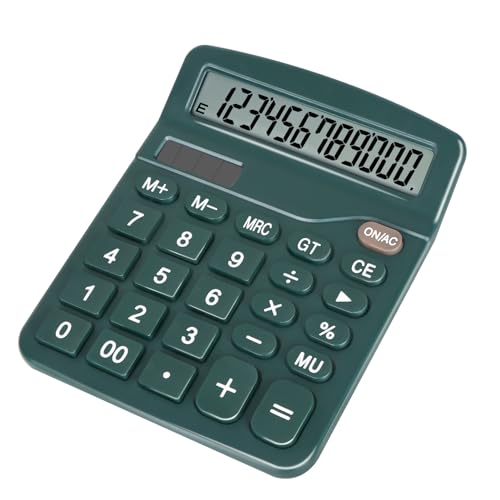 Dark Green Desktop Calculator with Big Buttons, Dual Power Source | Solar and Battery, Large Display Screen - Perfect for Office, Teachers, and Students (Dark Green) - color: Dark Green