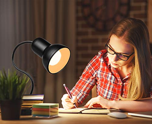 Desk Lamp, 360 Rotation Clip On Reading Light - Gooseneck Lamp with Cable, Portable Clamp Light for Bedroom, Office, Home Lighting