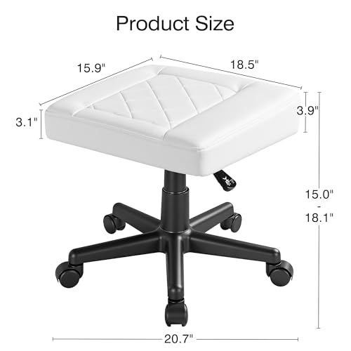 VECELO Under Desk Footrest, PU Ergonomic Foot Rest with Wheels, Comfort Padding, Height Adjustable for Relieving Leg Pain, Stiffness, and etc, White - color: White