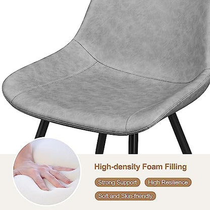 Yaheetech Dining Chairs Set of 4 Mid Century Modern Kitchen Chairs Gray | Faux Leather Upholstered Dining Room Chairs with Metal Legs and Curved Backrest, Armless Side Chairs for Kitchen Living Room - color: Grey, size: Set of 4