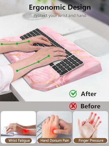 2-in-1 Ergonomic Keyboard Stand with Wrist Rest, Pink Marble - color: Pink Marble