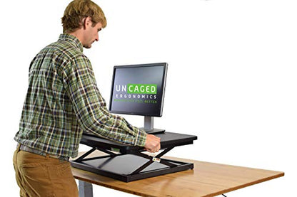 Uncaged Ergonomics Small Standing Desk Converter & Desk Riser (2 Pack) - color: 2 Pack | BLACK