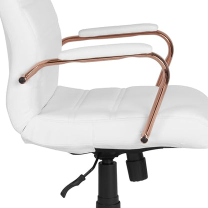 Flash Furniture LeatherSoft Executive Office Chair, White/Rose Gold | 360° Swivel, Height Adjustable, Commercial Grade - color: White Leathersoft/Rose Gold Frame