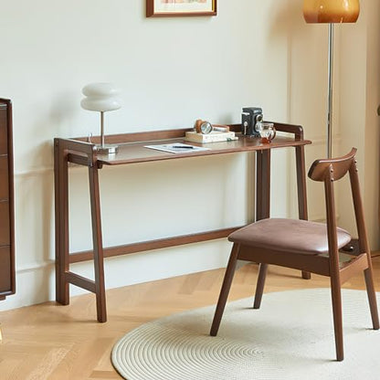 Computer Desk, Foldable Desk, Home Office Desks, Solid Wood Writing Desk, Mid Century Modern Desks, Oak Study Table, Folding Desks for Small Spaces, 31.5 W x 27.6 H x 13.6 D Inches, Walnut - size: 31.5 inches
