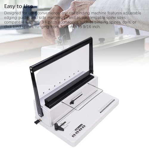 Coil Binding Machine with Electric Coil Inserter, 20 Sheet Punch 140 Sheet Binding 34 Square Holes Coil Binding Machine with 12Pcs 12mm Coils 50 Sheet A4 Covers for A4A5