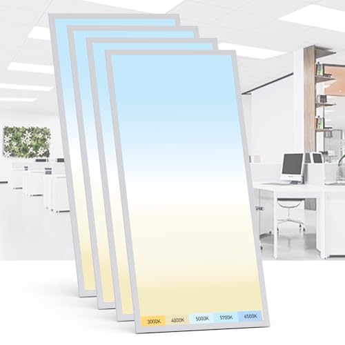AIKVSXER 4 Pack 2x4 LED Flat Panel Light - Selectable 5 CCT 3000K-6500K & 5 Wattage 30-70W 7700Lm 0-10V Dimmable 2 x 4 led Drop Ceiling Light Fixture 120-277V for Commercial and Home - size: 2x4-4p