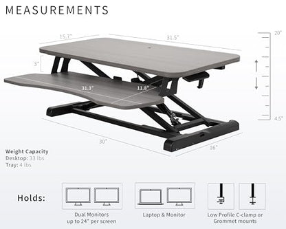 VIVO Dark Gray 32 inch Standing Desk Converter, DESK-V000KG - color: Dark Gray, size: 32"