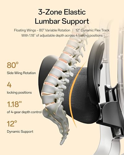 Hbada E3 Air 2026 Ergonomic Office Chair, 3-Zone Lumbar Support, Comfy Home Office Chair with Auto Recline, 4D Headrest & Armrests, 140° Tilt for Work & Relax, Black - color: Pure Black