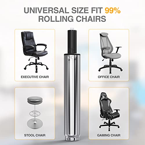 HOSALI Office Chair Cylinder Replacement, Heavy-Duty Office Chair Replacement Parts Gas Lift Cylinder, Highest End Class 4 Hydraulic Pneumatic Shock Piston, Universal Size Fits Most Chairs - size: 5.5-silver