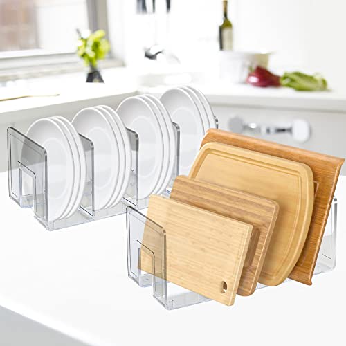 SAYEEC Acrylic File Holder, Clear File Sorter Desk File Organizer, Sturdy Desktop File Folder Organizer Rack for Envelopes Mail Letter Paper Notebook Electronics Office Supplies (4 Sections, 4 Pack) - size: 4 Pack-Clear