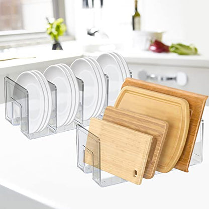 SAYEEC Acrylic File Holder, Clear File Sorter Desk File Organizer, Sturdy Desktop File Folder Organizer Rack for Envelopes Mail Letter Paper Notebook Electronics Office Supplies (4 Sections, 4 Pack) - size: 4 Pack-Clear