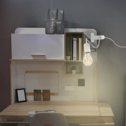 Clip Desk Lamp Socket,2 Pack Flexible Desk Light Socket,Gooseneck Clip on Lights,Flexible Lamp with Clamp,Adjustable Light Stand Clamp Lamp,Night Light,Reading Book Lights - color: White, size: 2PCS
